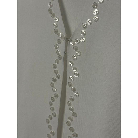 Vintage JAC White Button Embellished Cardigan Lightweight Viscose Nylon Blend - Picture 3 of 7